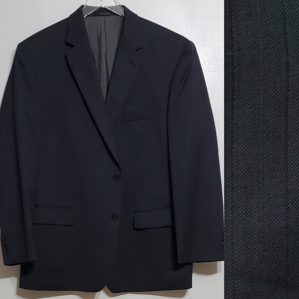 Calvin Klein mens 46 regular wool striped 2 buttons blazer jacket gray academia